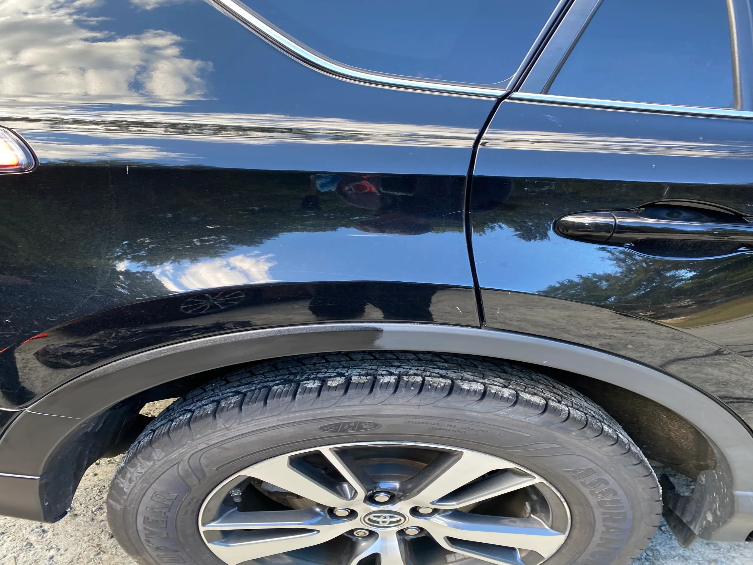 Faded gray plastic trim restored to a deep factory black at Rubino Auto Detailing in Rhode Island