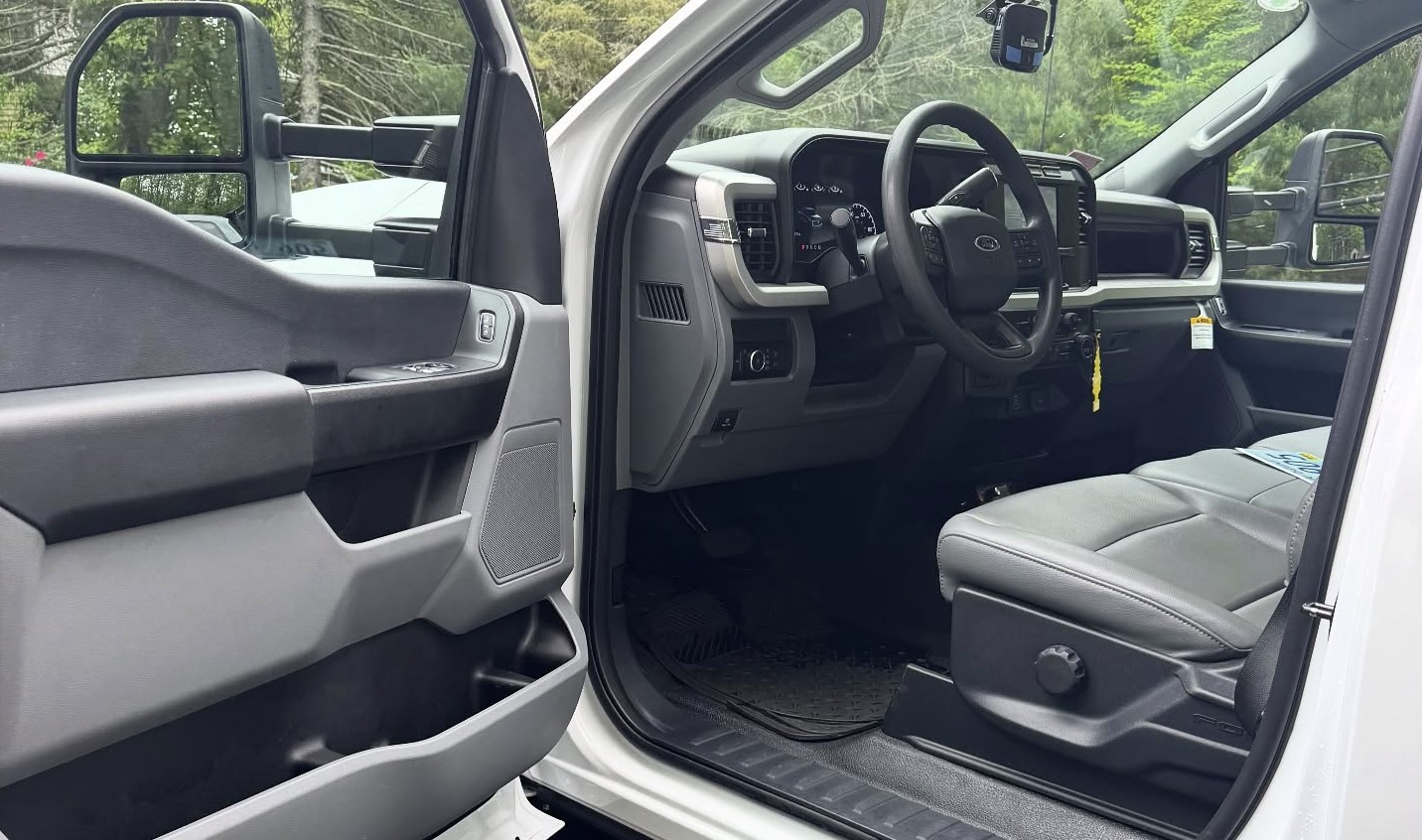 Detailed truck interior with cleaned seats and console